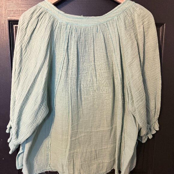We the Free Lightweight Button Down Blouse Mint Light Green Extra Small - Picture 5 of 5